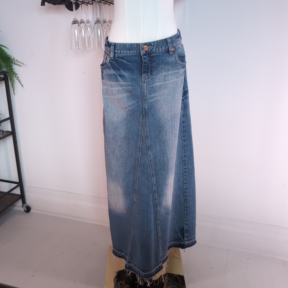 Vintage Mossimo Supply Co. Faded Denim Maxi Skirt in Washed Blue